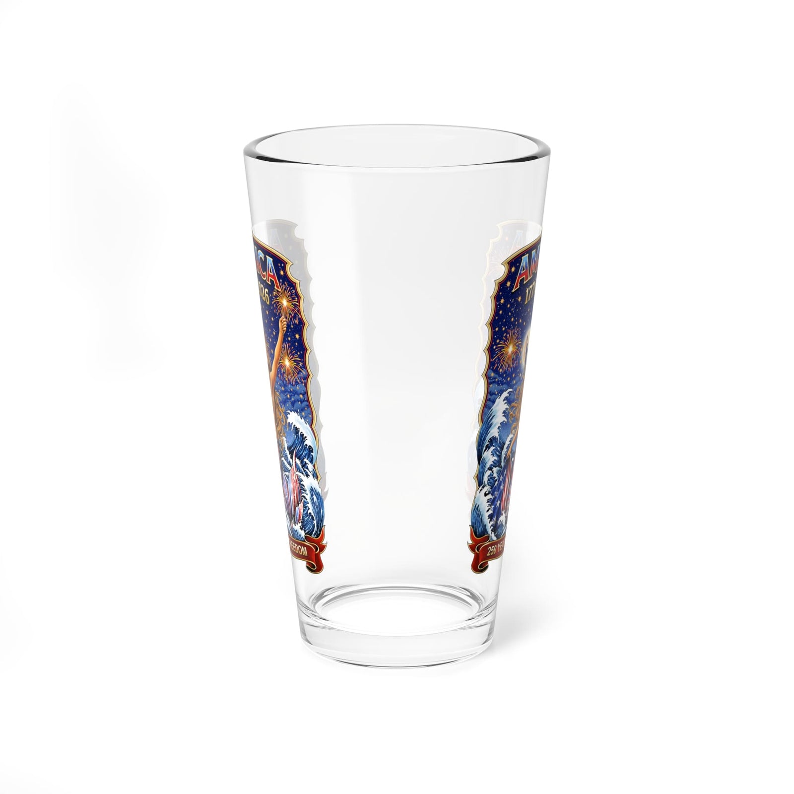 Printify Star Spangled Mermaid America 250 16oz Pint Glass 16oz 21504092880139178000