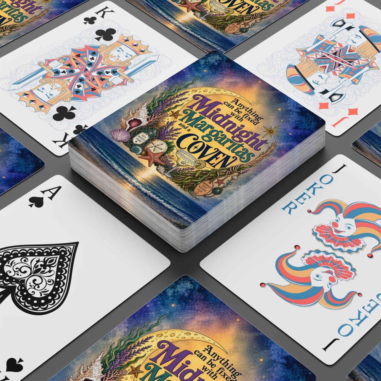 Printify The Mermaid Coven Playing Cards (Moonlit Ocean) 2.5" x 3.5" / White / Semi Glossy 86876342620712052235