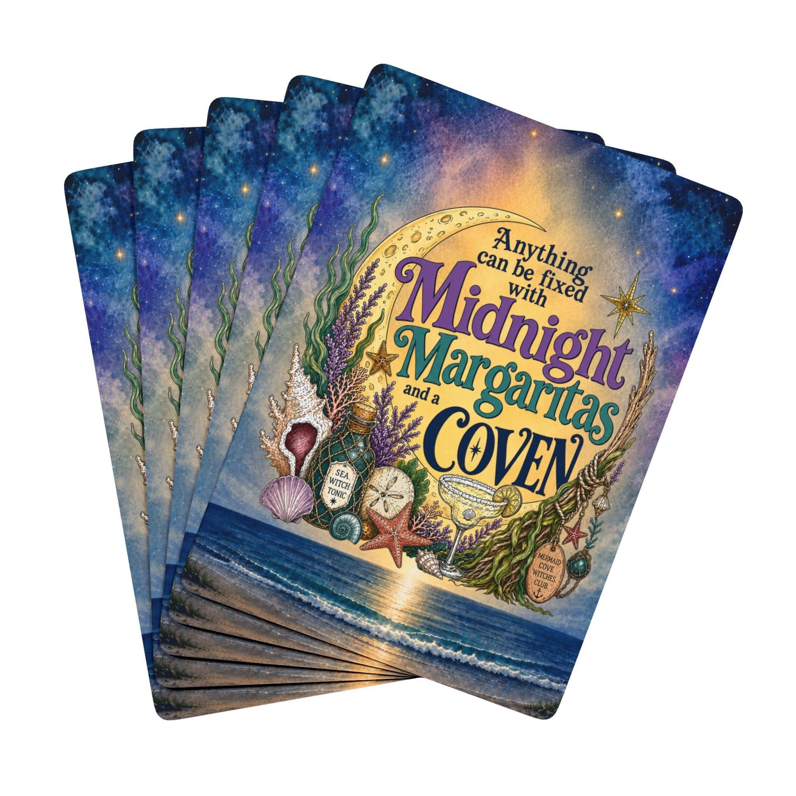 Printify The Mermaid Coven Playing Cards (Moonlit Ocean) 2.5" x 3.5" / White / Semi Glossy 86876342620712052235