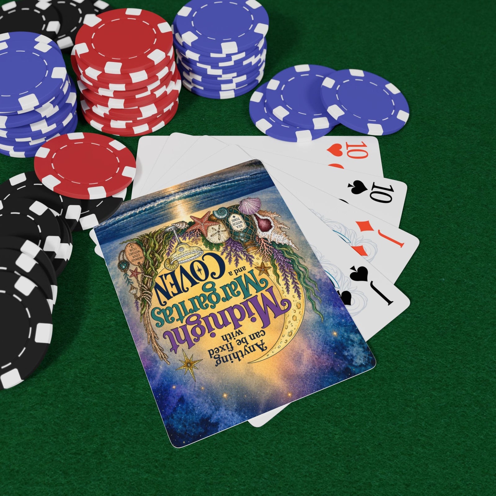 Printify The Mermaid Coven Playing Cards (Moonlit Ocean) 2.5" x 3.5" / White / Semi Glossy 86876342620712052235