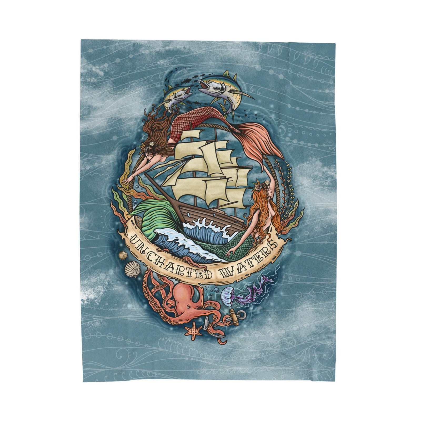 Printify Uncharted Waters Plush Blanket