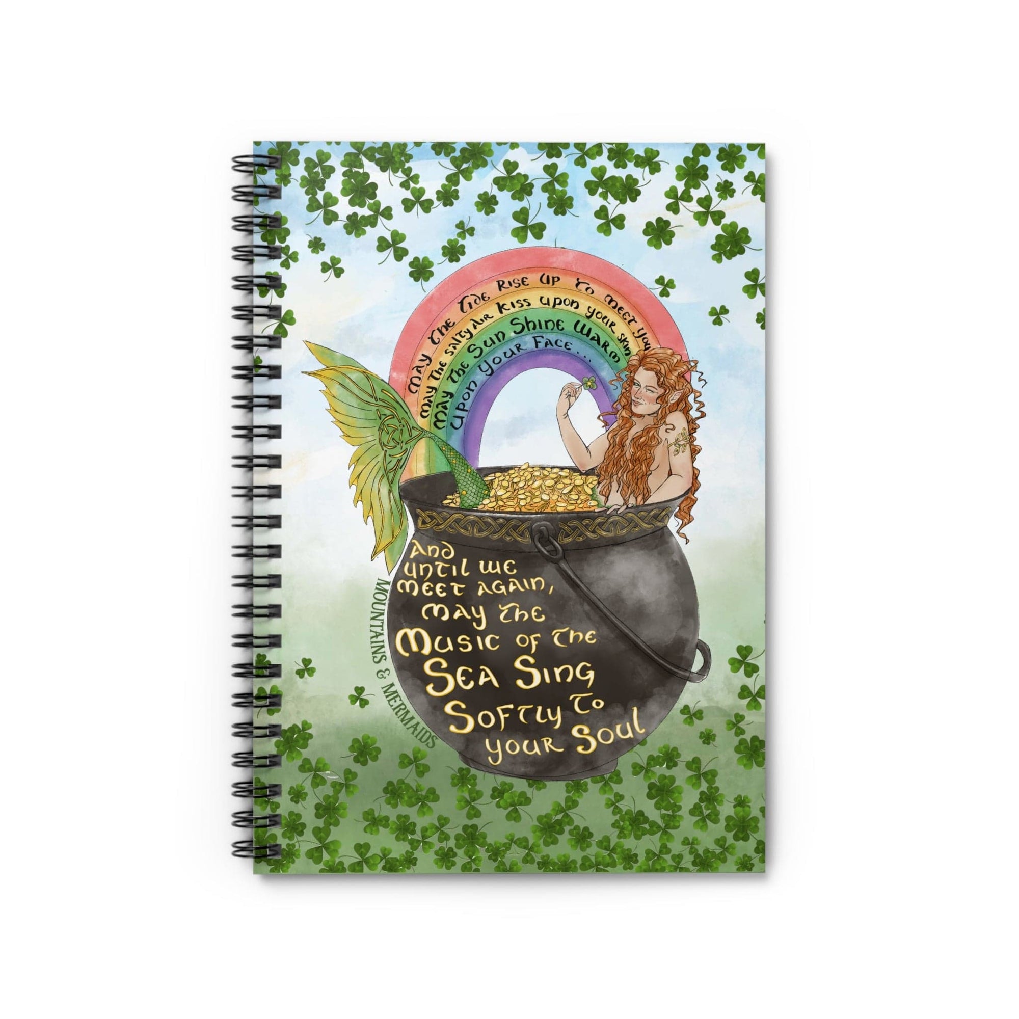 Celtic Clover Mermaid Spiral Notebook - Ruled Line - Mountains & Mermaids