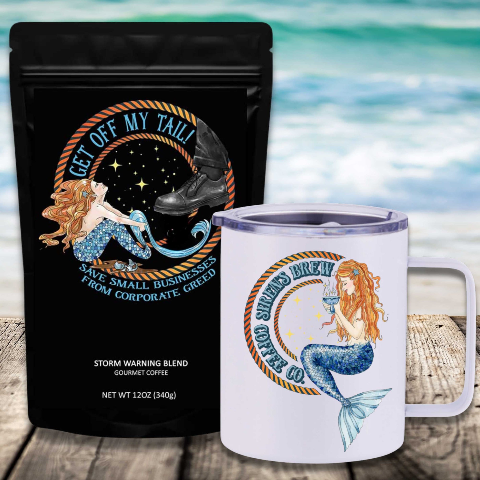 Get Off My Tail: Storm Warning Blend Travel Coffee Bundle - Mountains & Mermaids