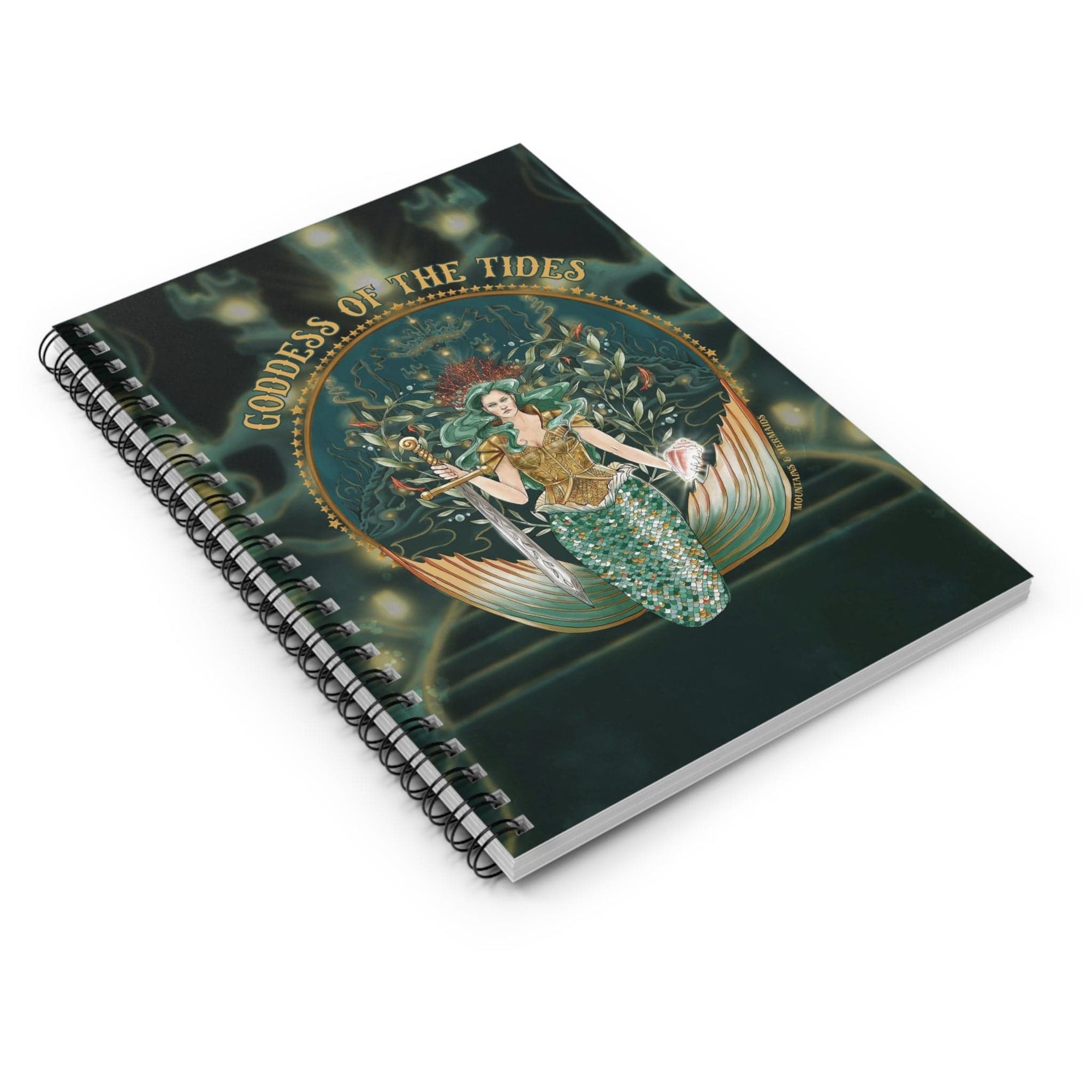 Goddess Of The Tides Spiral Notebook - Ruled Line - Mountains & Mermaids