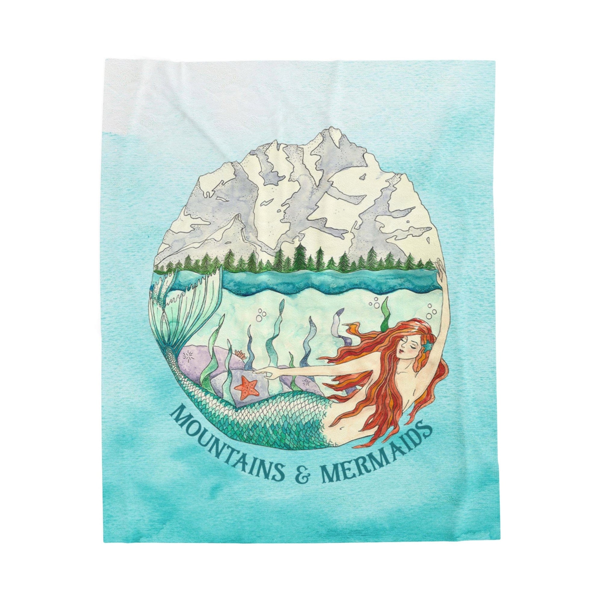 Mountain Mermaid Plush Blanket - Mountains & Mermaids