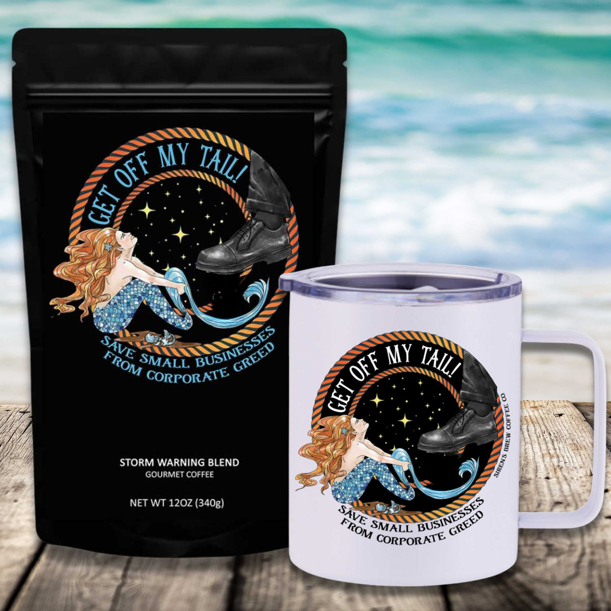 Get Off My Tail: Storm Warning Blend Travel Coffee Bundle - Mountains &amp; Mermaids