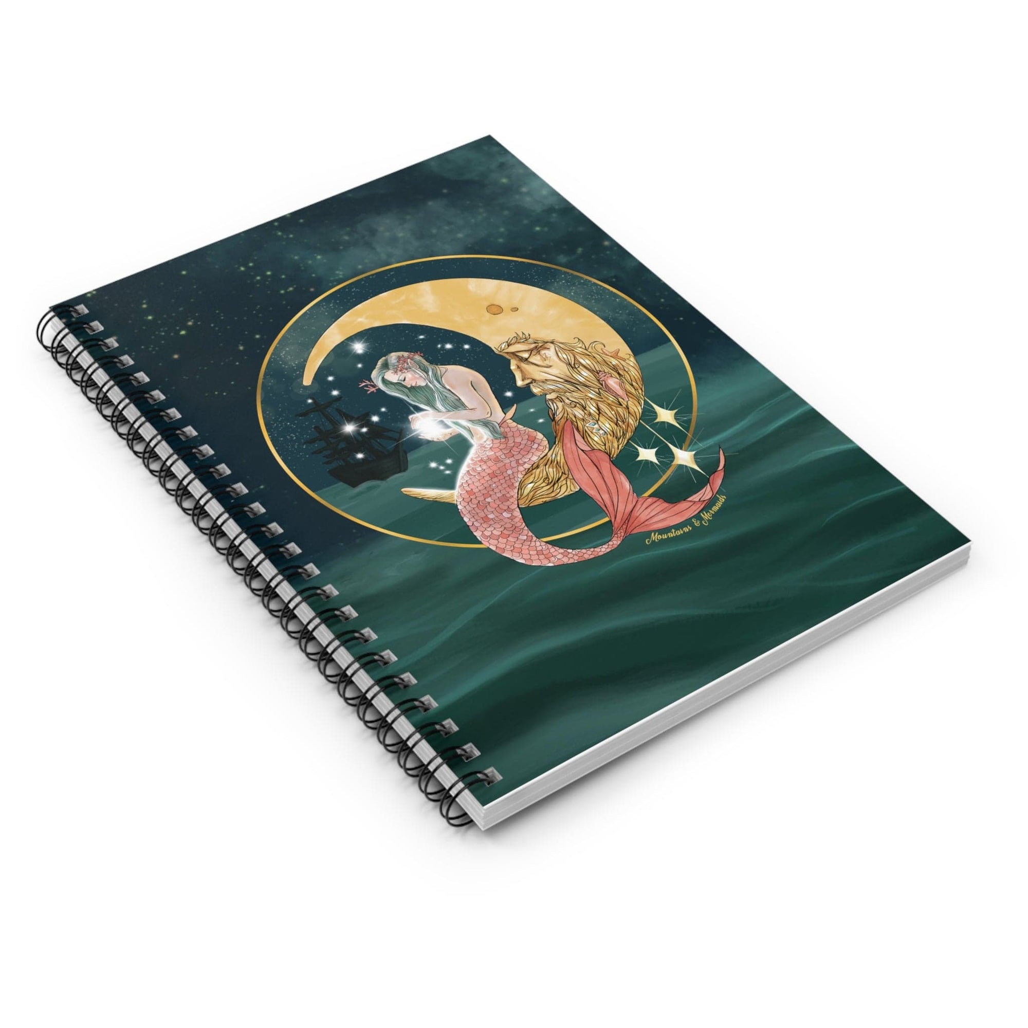 Mermaid In The Moon Spiral Notebook - Ruled Line - Mountains & Mermaids