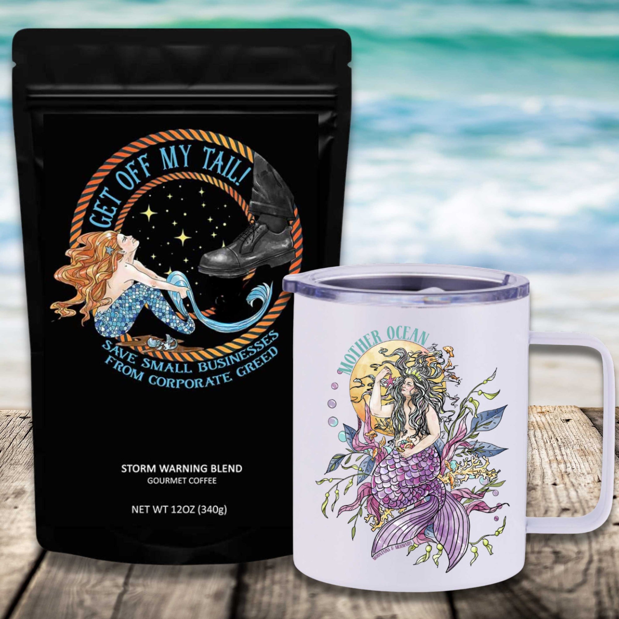 Get Off My Tail: Storm Warning Blend Travel Coffee Bundle - Mountains & Mermaids