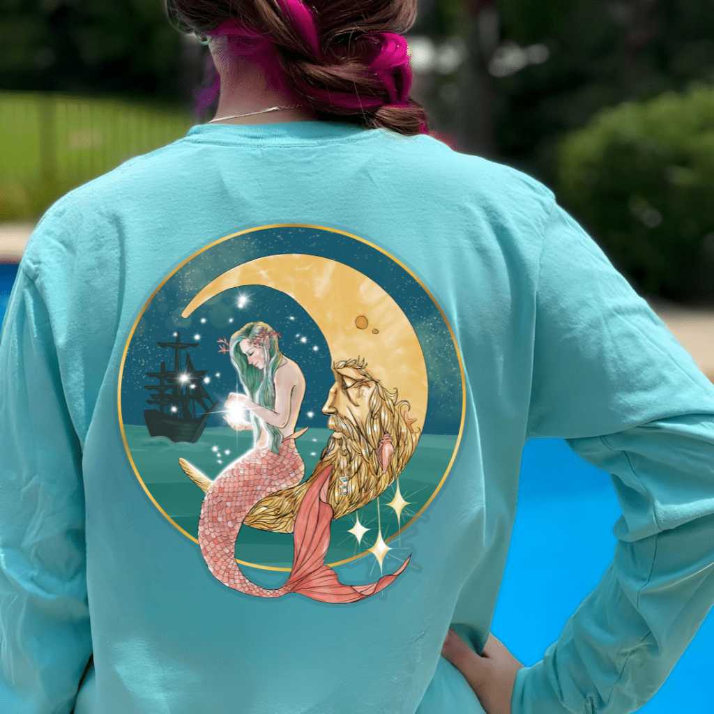 Mermaid In The Moon Long Sleeve T-Shirt - Mountains & Mermaids
