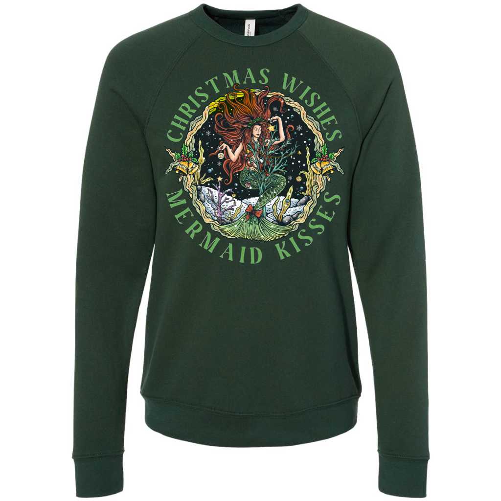 Christmas Mermaid Crewneck Sweatshirt (Forest)