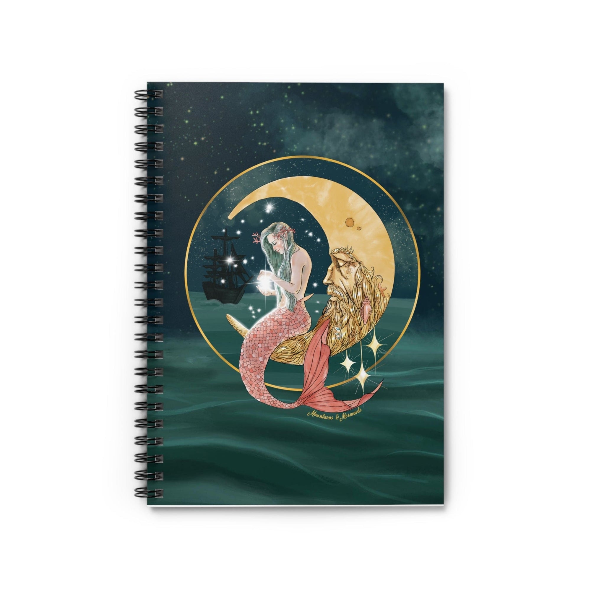 Mermaid In The Moon Spiral Notebook - Ruled Line - Mountains & Mermaids