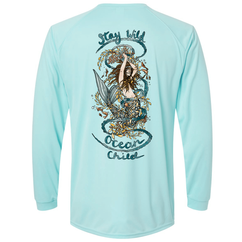 'Stay Wild Ocean Child' Performance Sun Shirt - Mountains & Mermaids