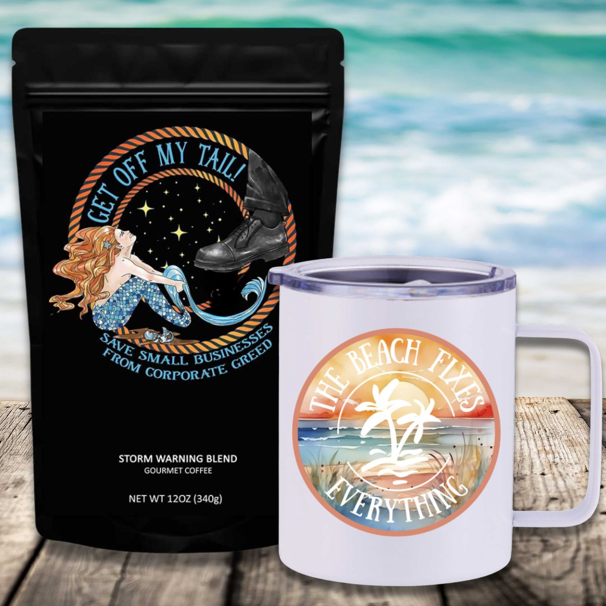 Get Off My Tail: Storm Warning Blend Travel Coffee Bundle - Mountains & Mermaids