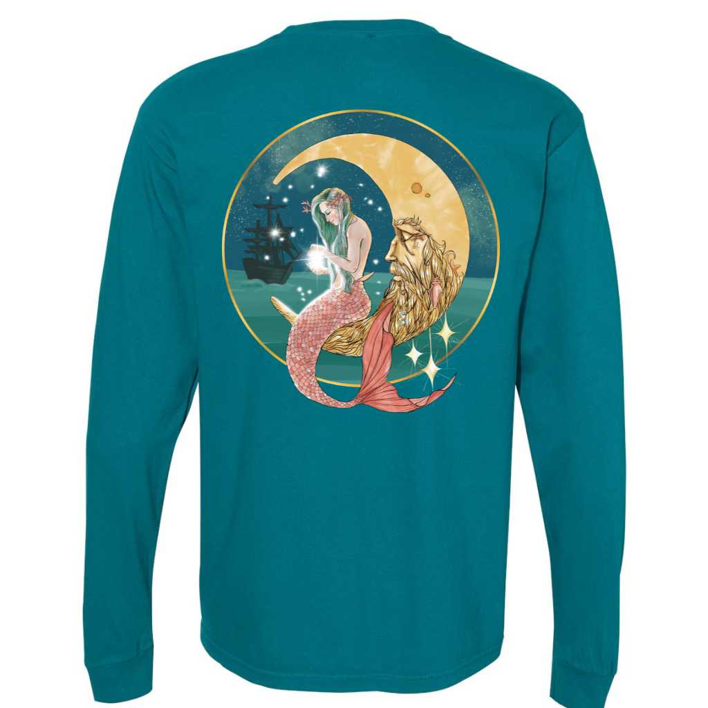 Mermaid In The Moon Long Sleeve T-Shirt - Mountains & Mermaids