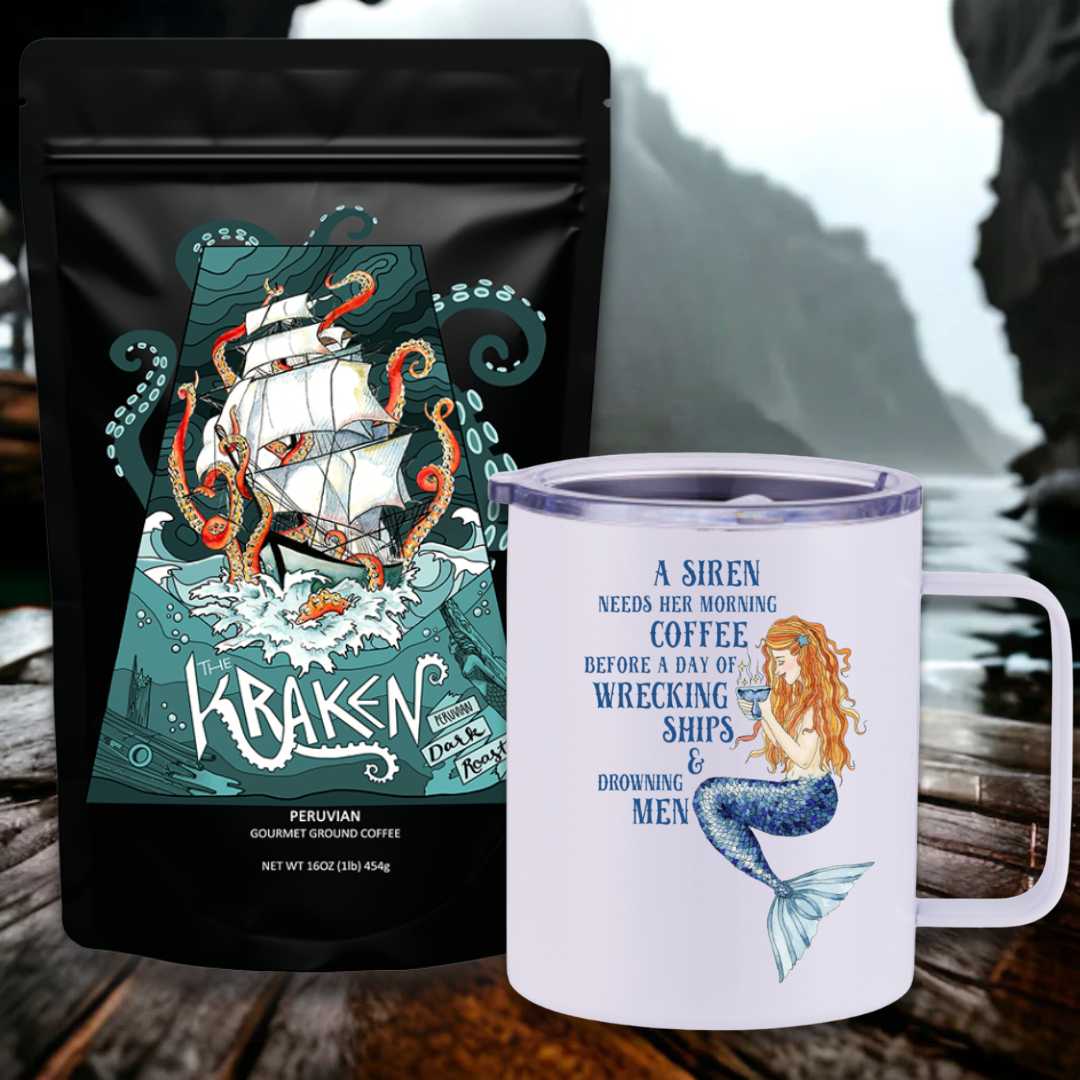 The Kraken Peruvian Dark Roast Travel Coffee Bundle - Mountains & Mermaids