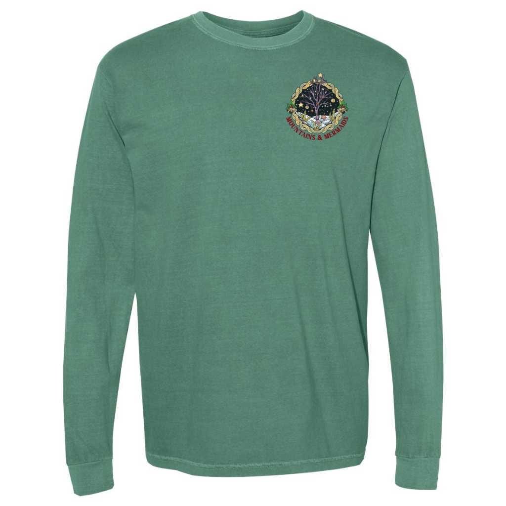 Christmas Mermaid Long Sleeve T-Shirt (Light Green)