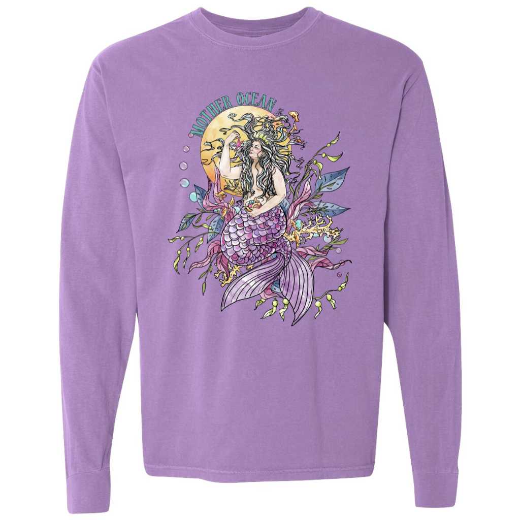 Mother Ocean Long Sleeve T-Shirt - Violet - Mountains & Mermaids