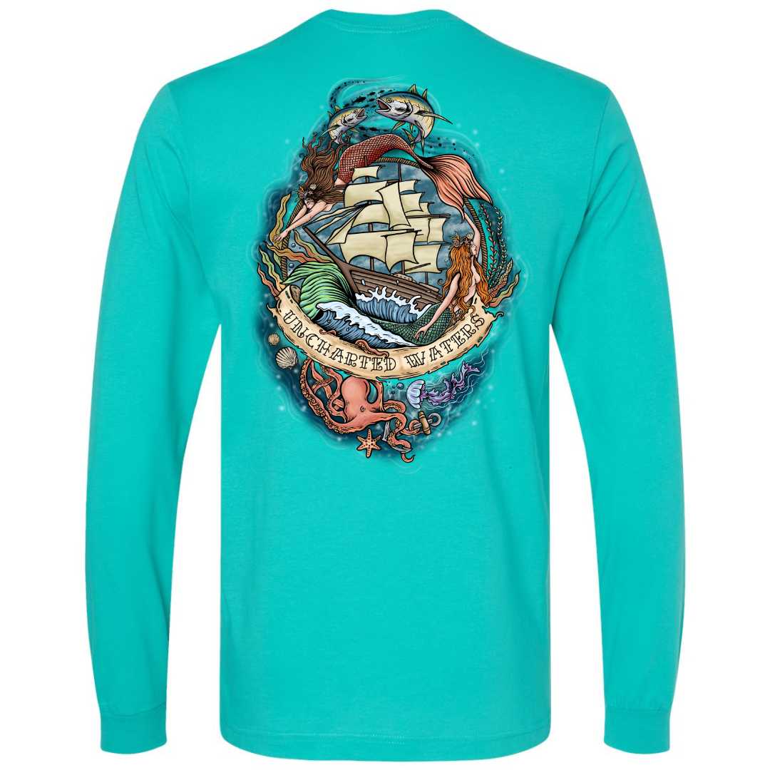 Uncharted Waters Long Sleeve T-Shirt (Teal)