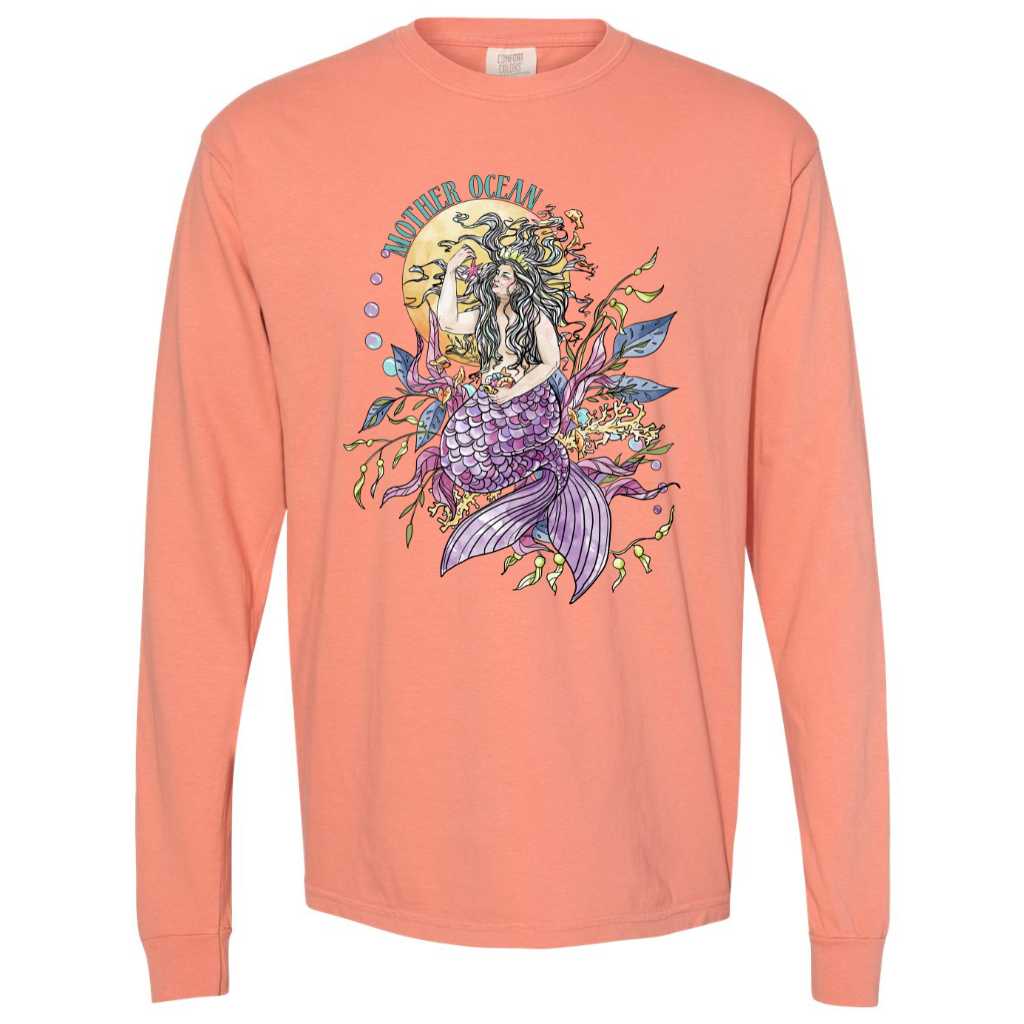Mother Ocean Long Sleeve T-Shirt - Terracotta - Mountains & Mermaids