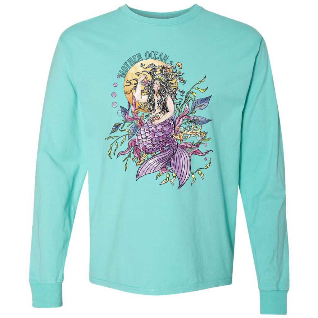 Mother Ocean Long Sleeve T-Shirt - Chalky Mint - Mountains & Mermaids