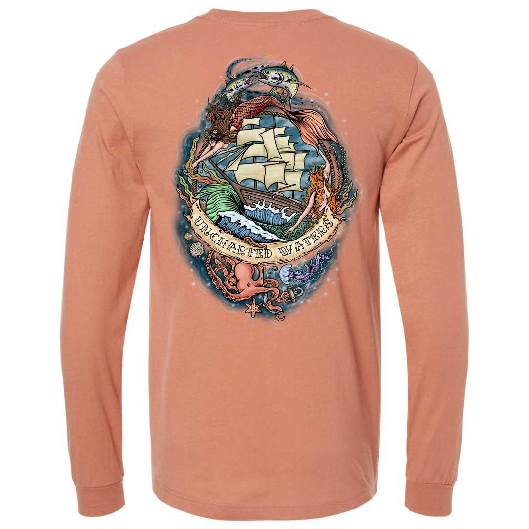 Uncharted Waters Long Sleeve T-Shirt (Terracotta)