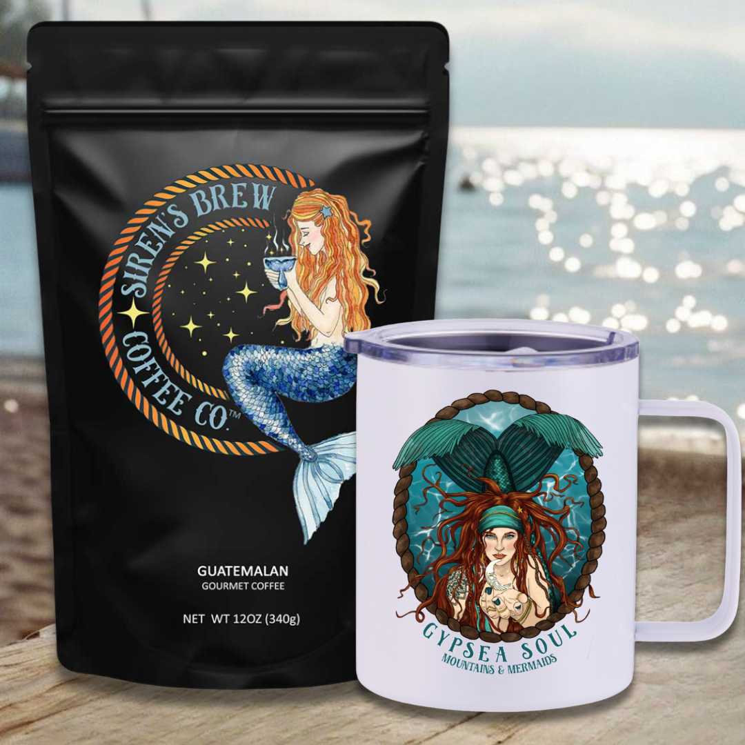 Siren&#39;s Brew Guatemalan Medium Roast Travel Coffee Bundle - Mountains &amp; Mermaids