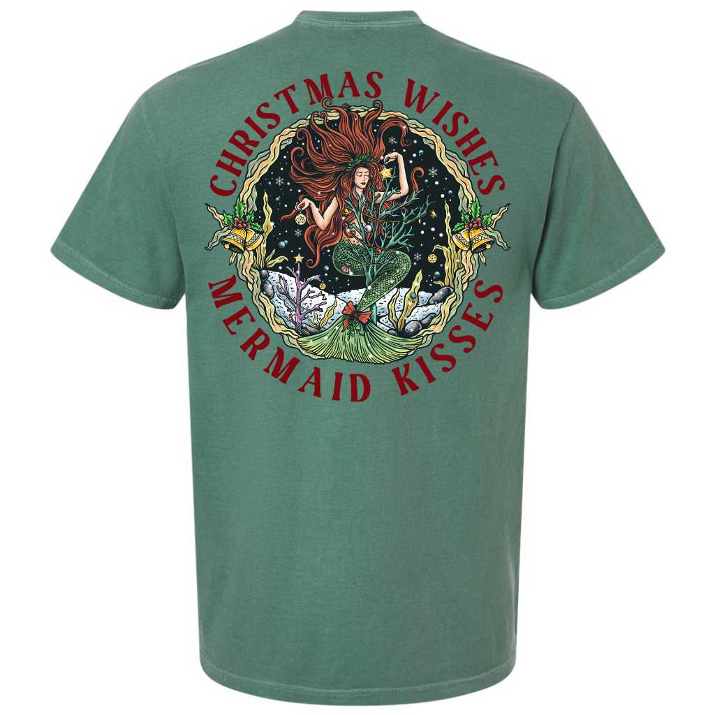 Christmas Mermaid Short Sleeve T-Shirt (Light Green)