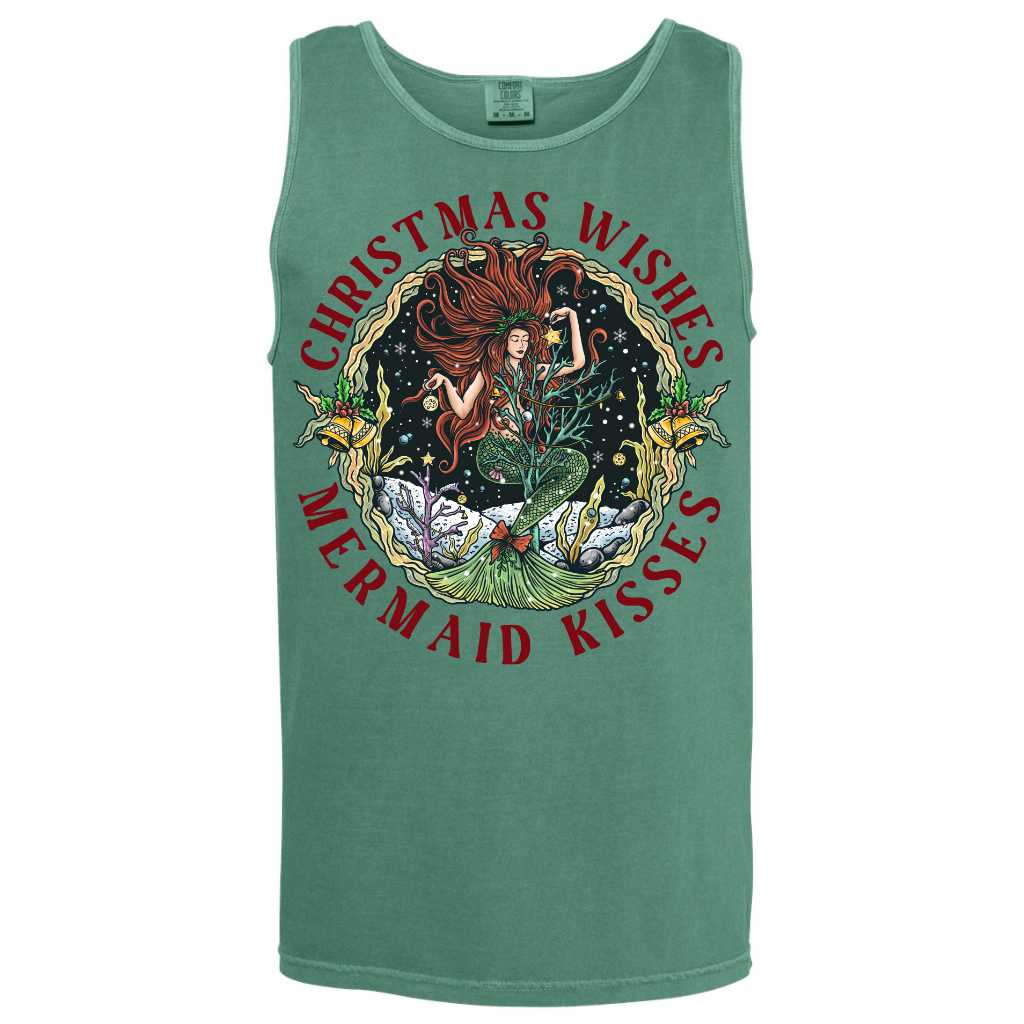 Christmas Mermaid Boyfriend Tank (Light Green)