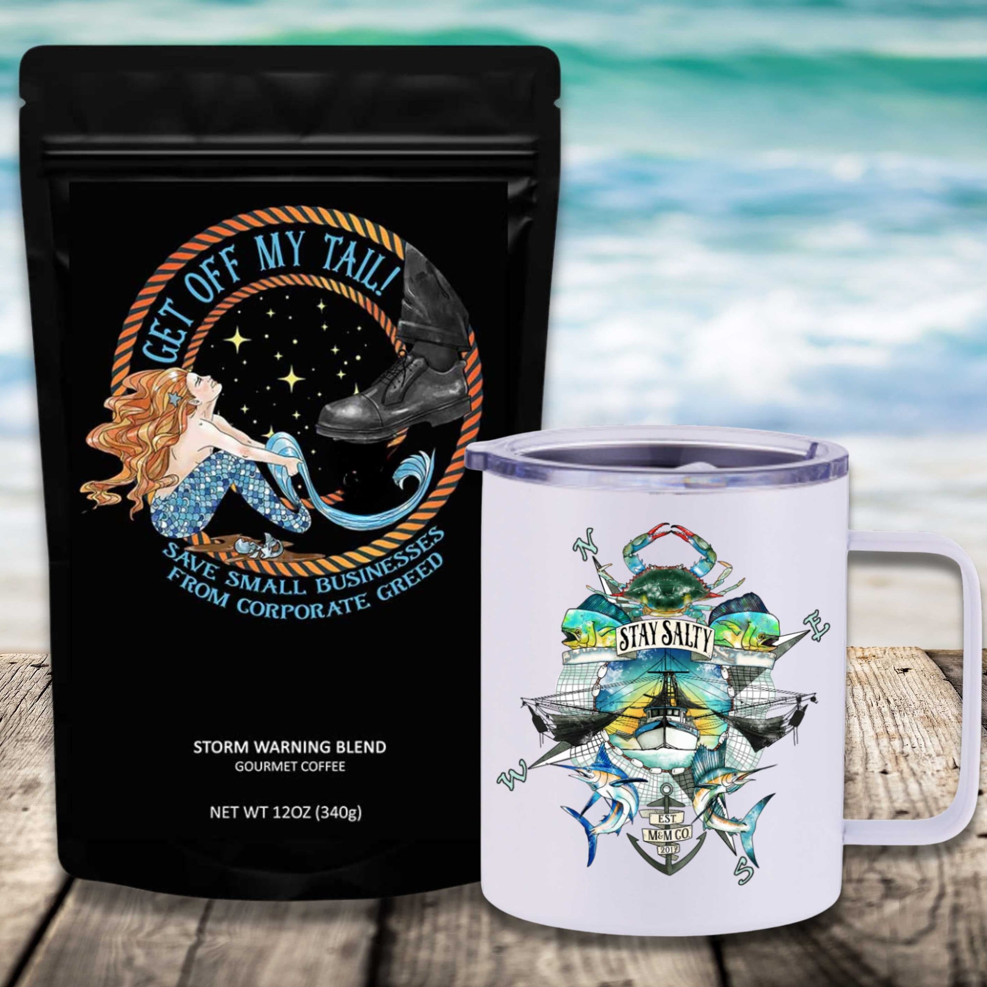 Get Off My Tail: Storm Warning Blend Travel Coffee Bundle - Mountains & Mermaids