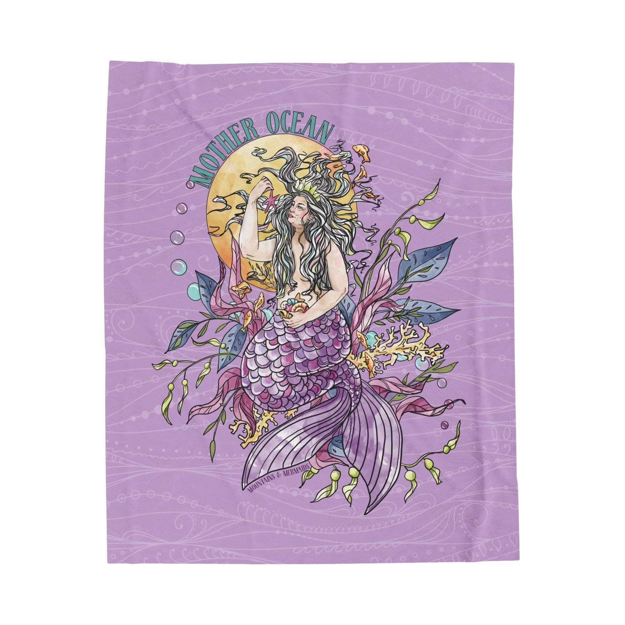 Mother Purple Mermaid Plush Blanket