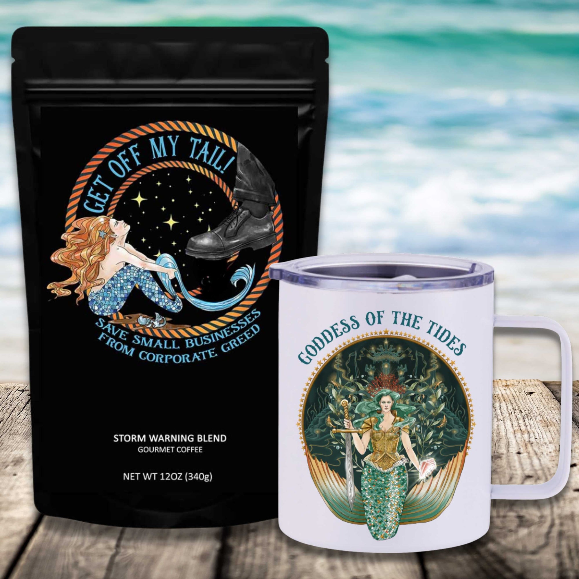 Get Off My Tail: Storm Warning Blend Travel Coffee Bundle - Mountains & Mermaids