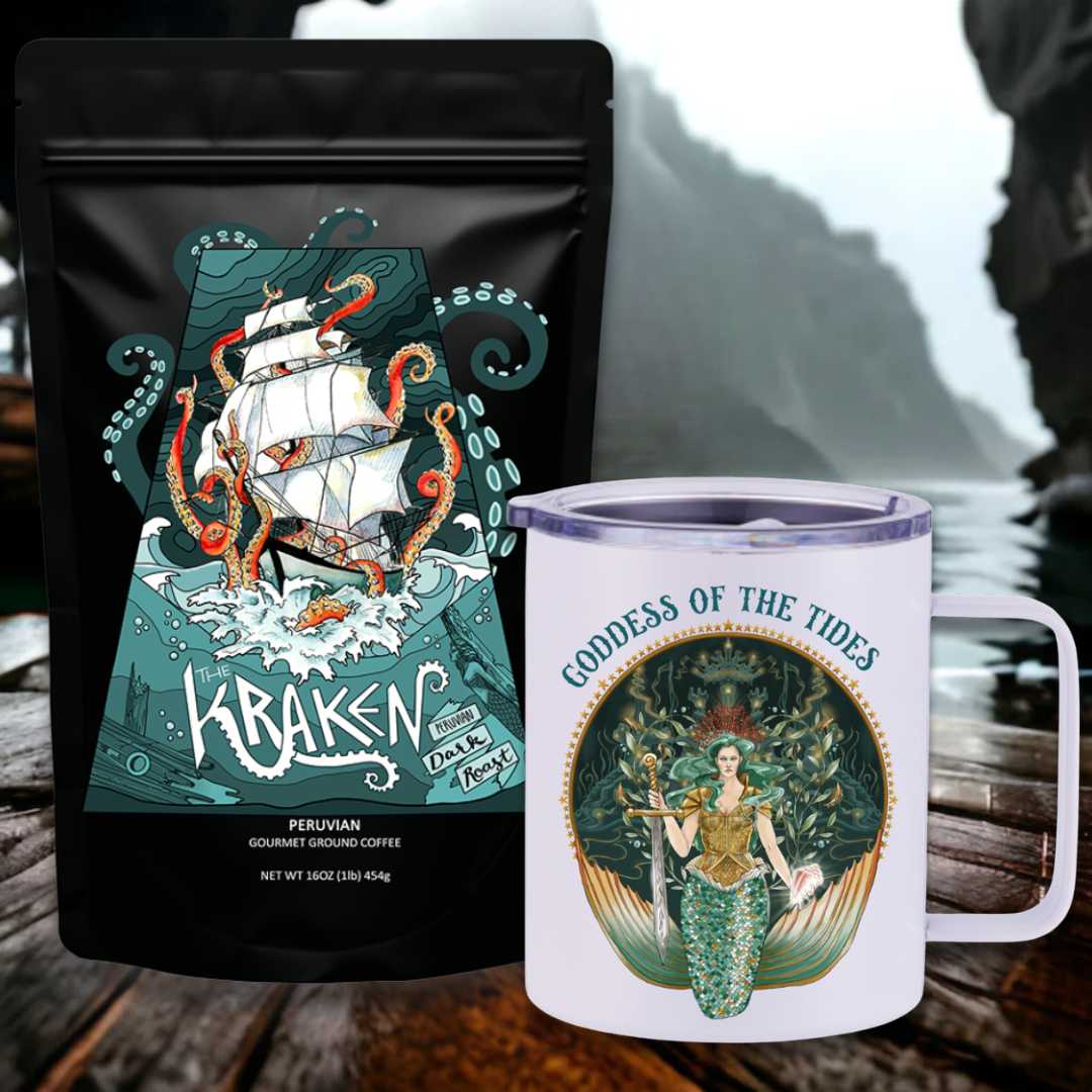 The Kraken Peruvian Dark Roast Travel Coffee Bundle - Mountains & Mermaids