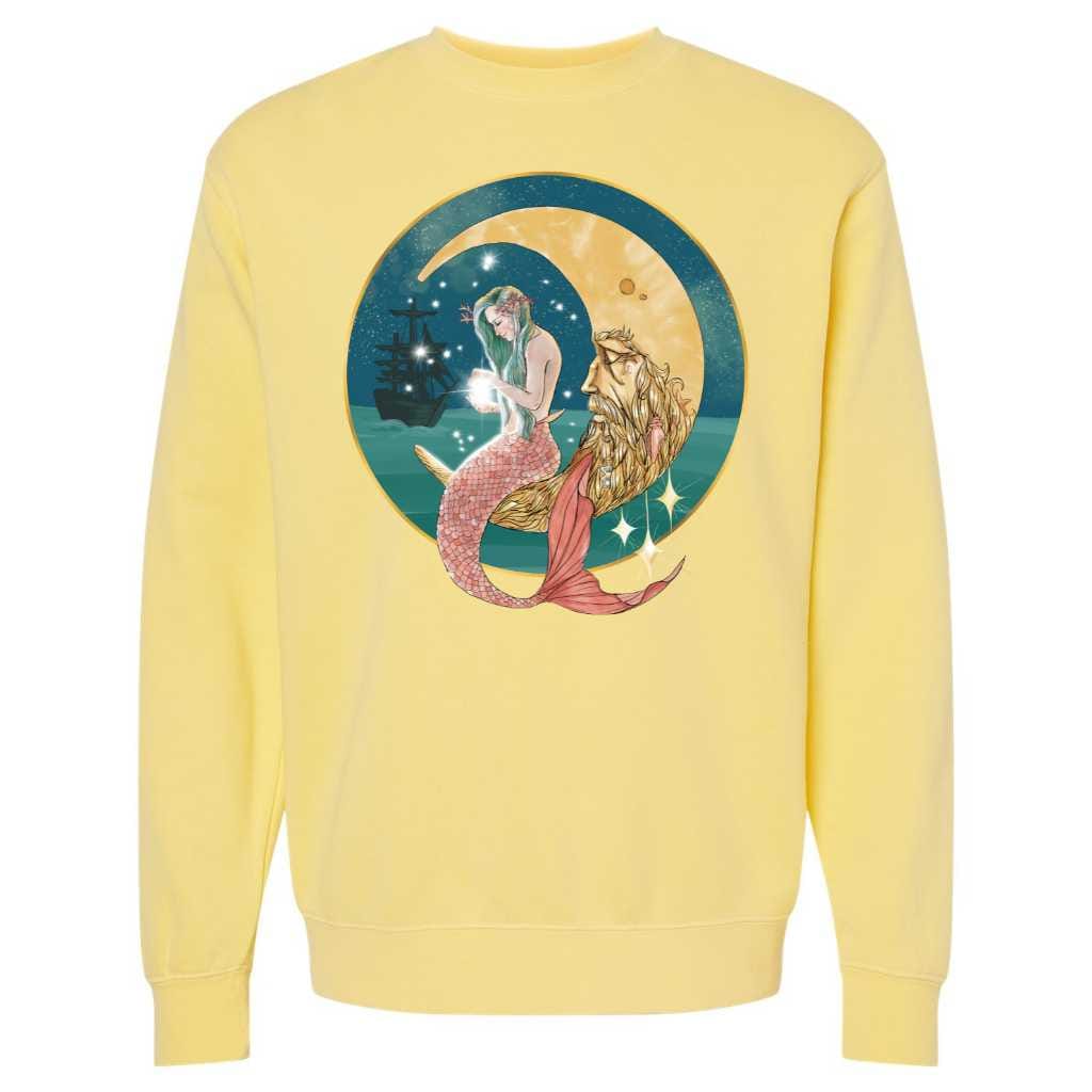 Mermaid In The Moon Crewneck Sweatshirt - Mountains & Mermaids