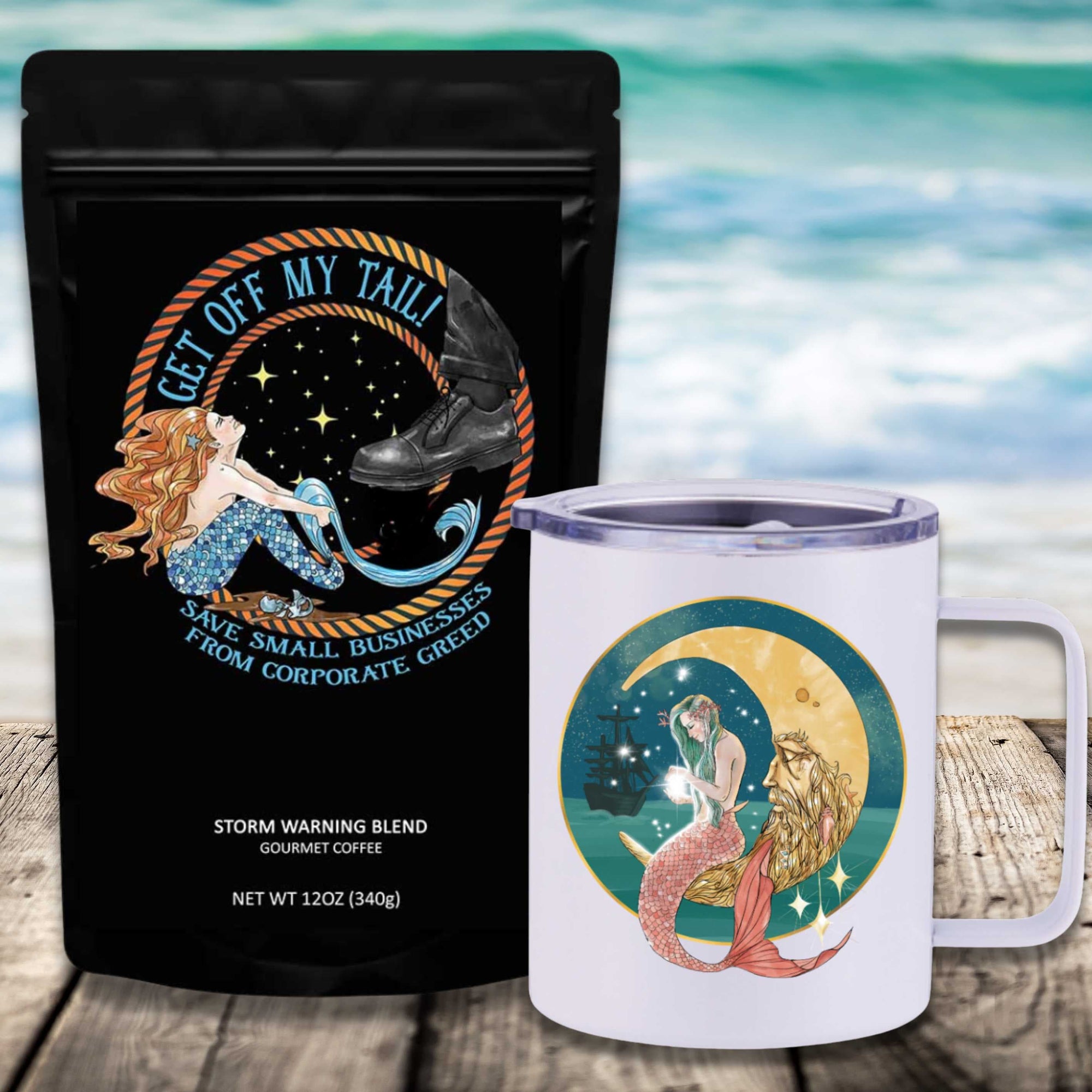 Get Off My Tail: Storm Warning Blend Travel Coffee Bundle - Mountains & Mermaids