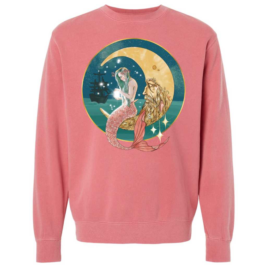 Mermaid In The Moon Crewneck Sweatshirt - Mountains & Mermaids