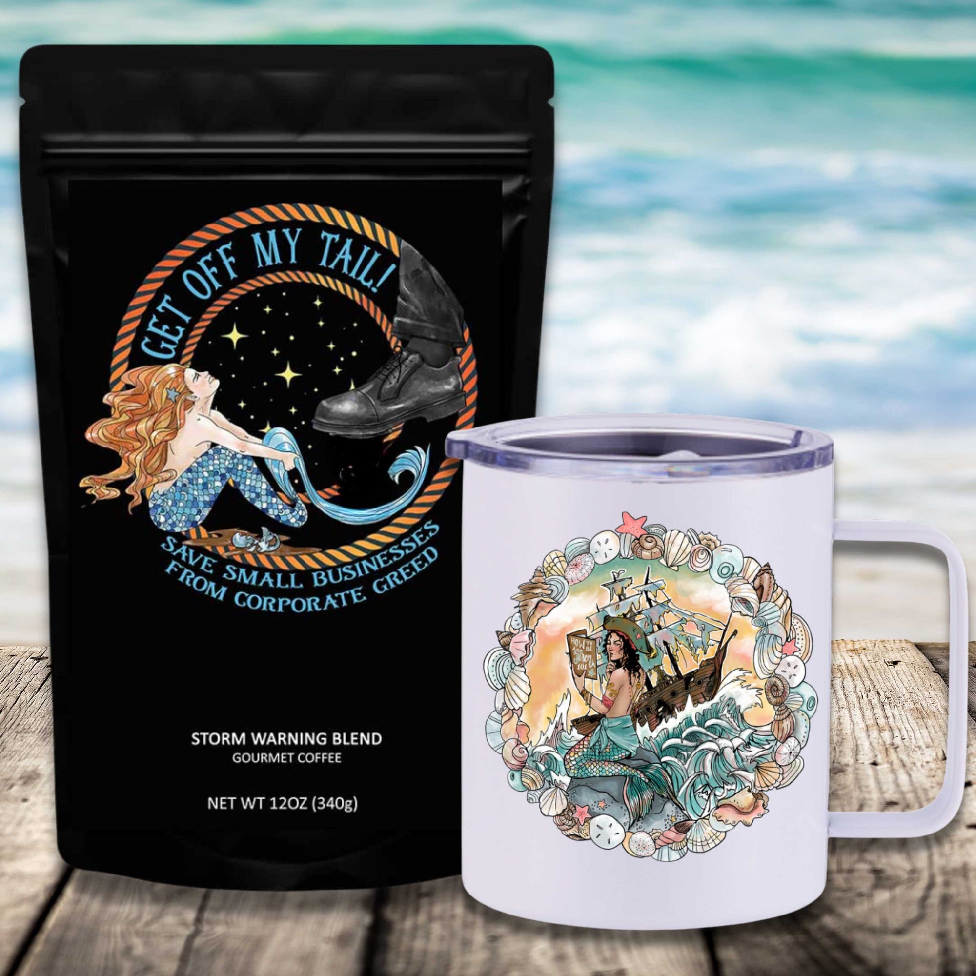 Get Off My Tail: Storm Warning Blend Travel Coffee Bundle - Mountains & Mermaids