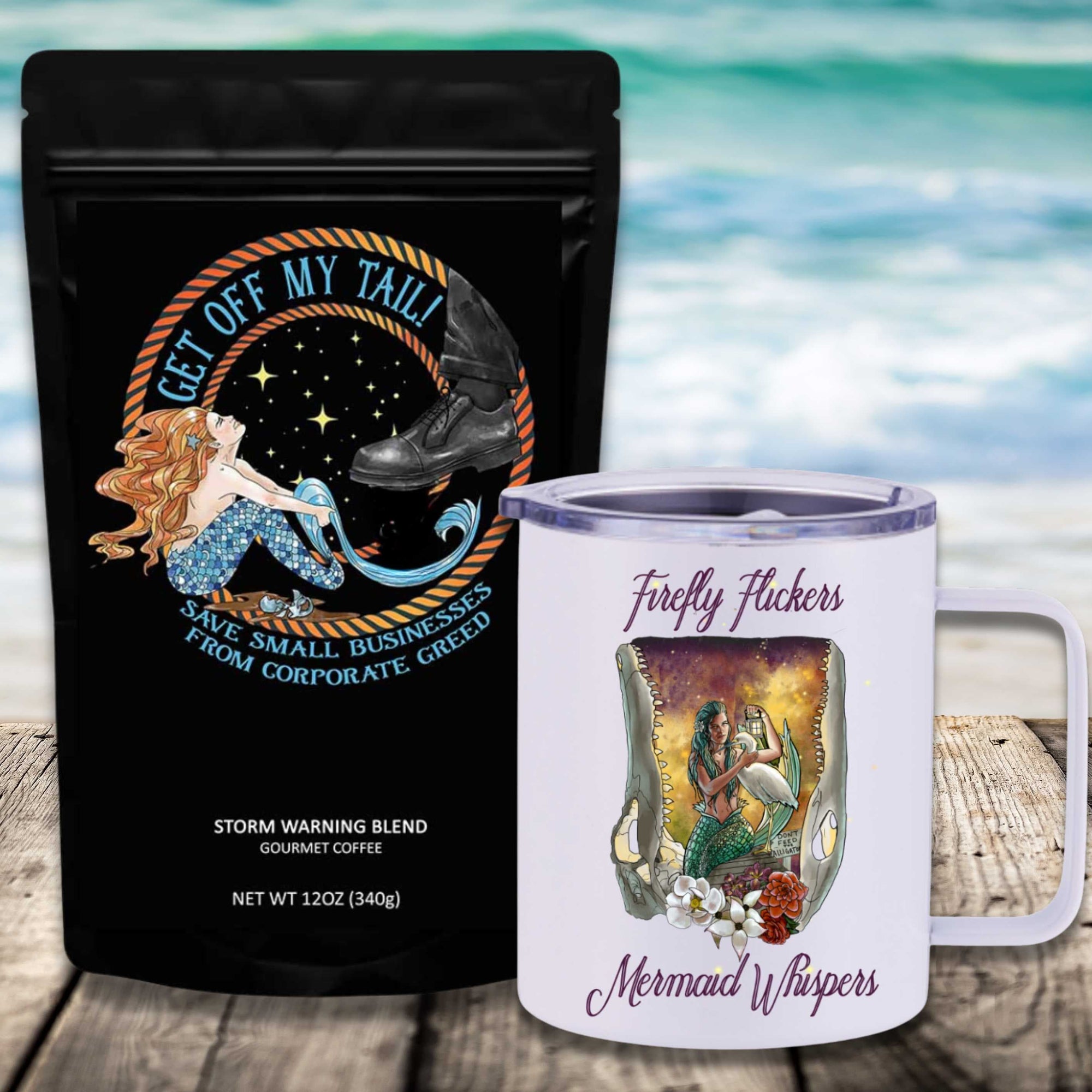 Get Off My Tail: Storm Warning Blend Travel Coffee Bundle - Mountains & Mermaids