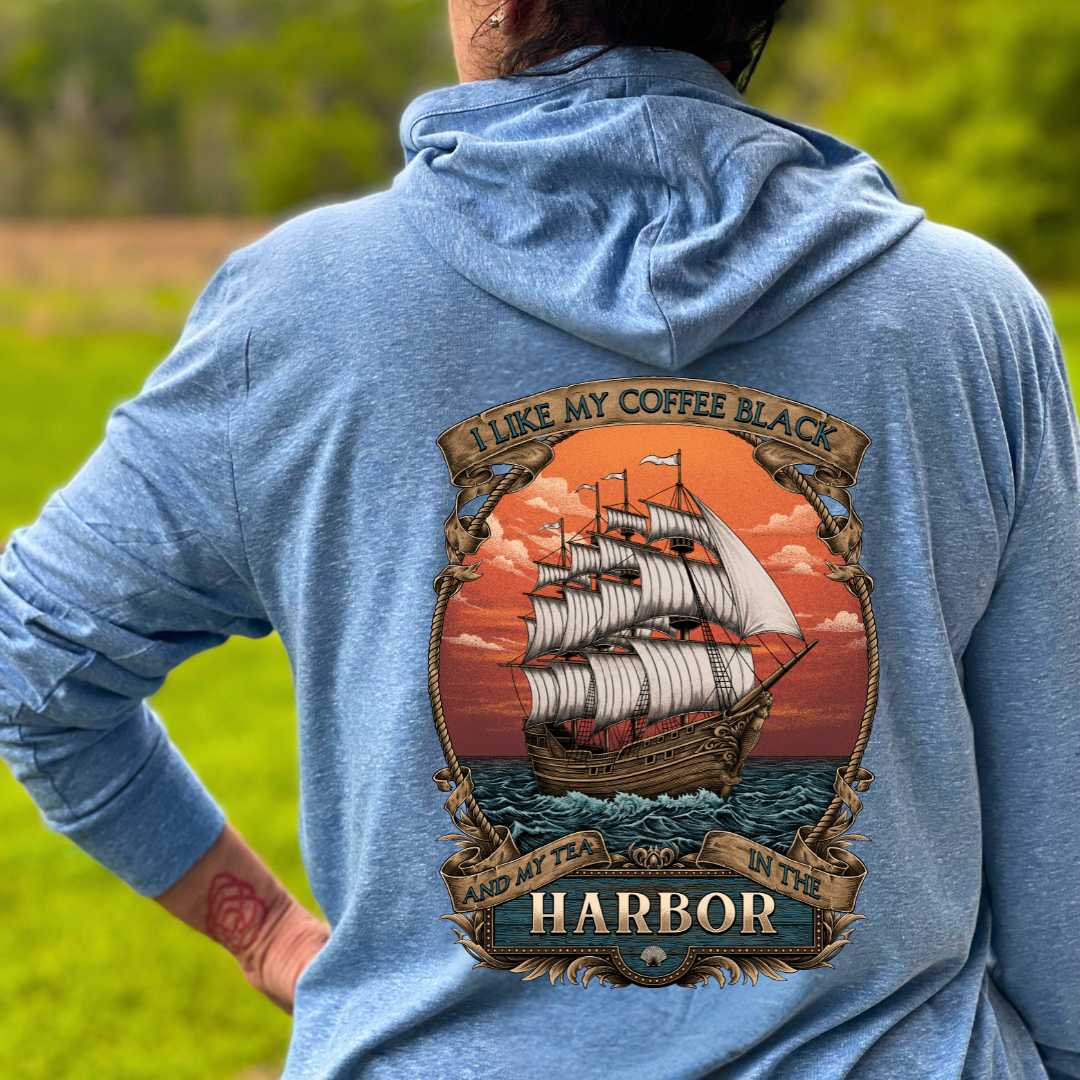 Black Harbor Lightweight Zip Hoodie - Mist - Mountains & Mermaids