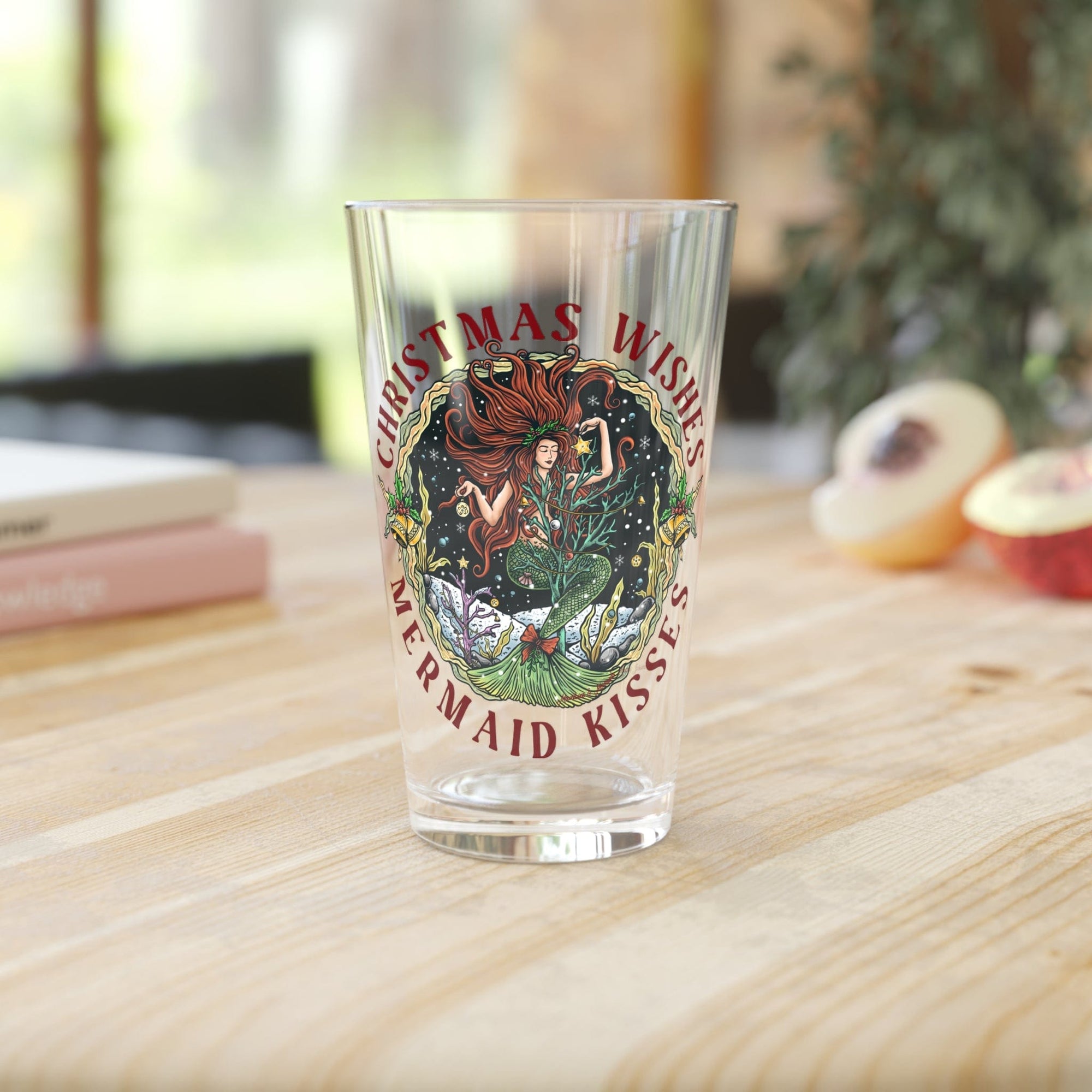 Christmas Mermaid Pint Glass, 16oz