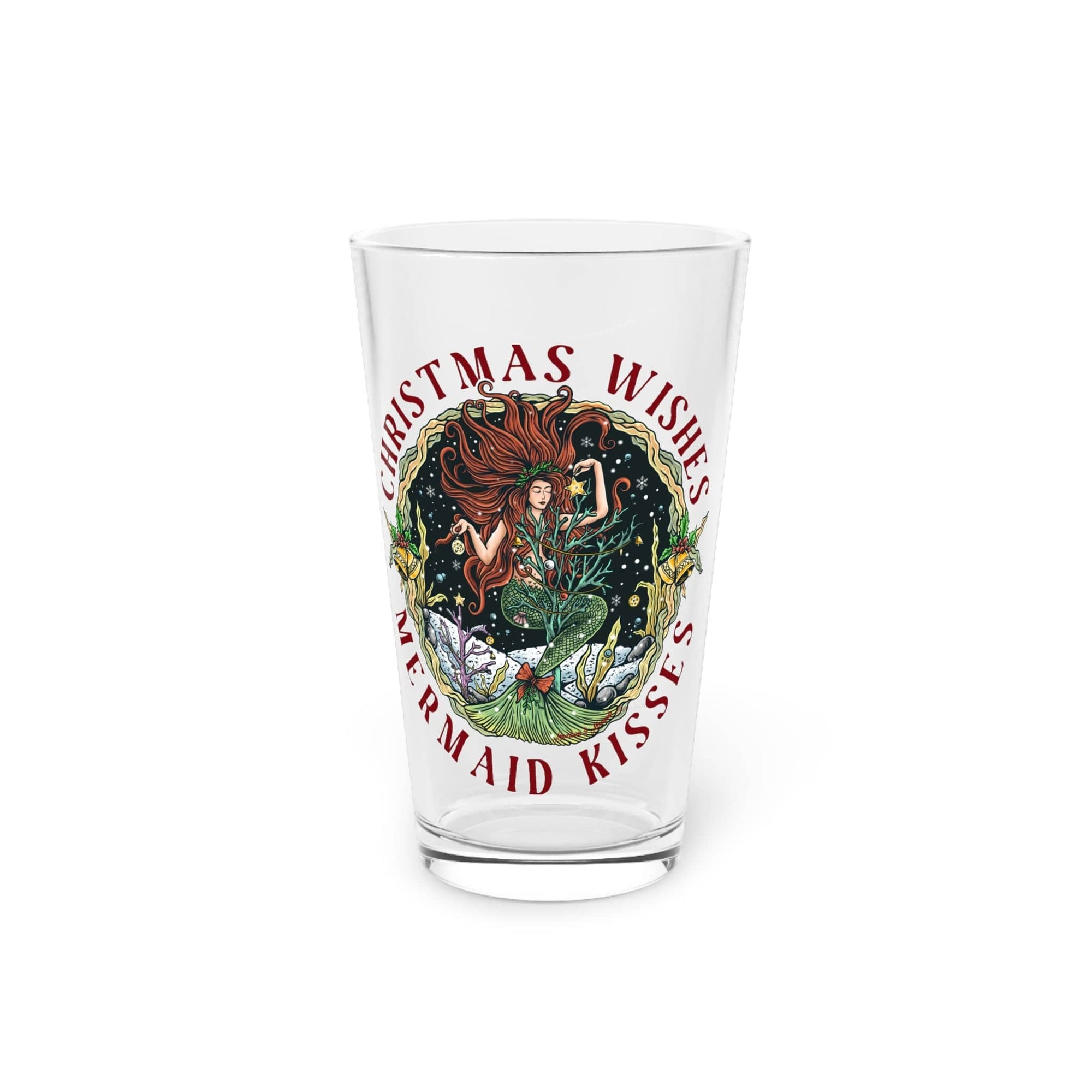 Christmas Mermaid Pint Glass, 16oz