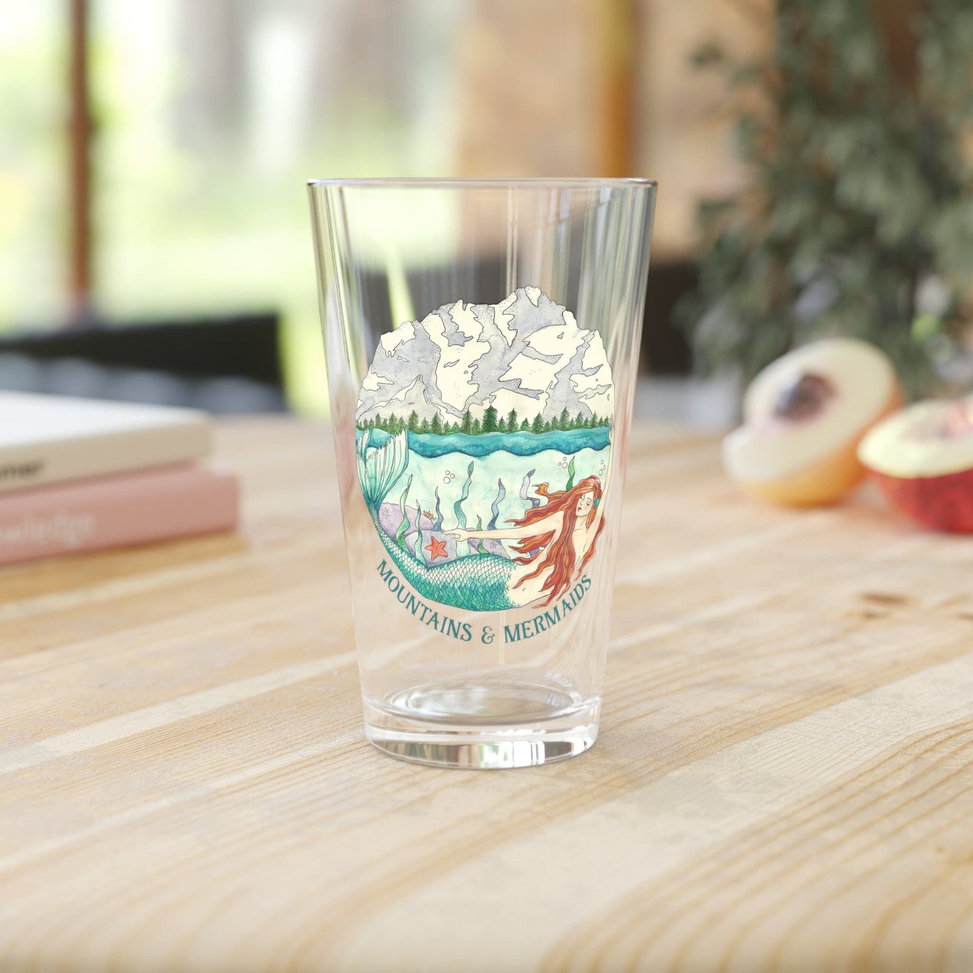 Mountain Mermaid, Pint Glass, 16oz - Mountains & Mermaids