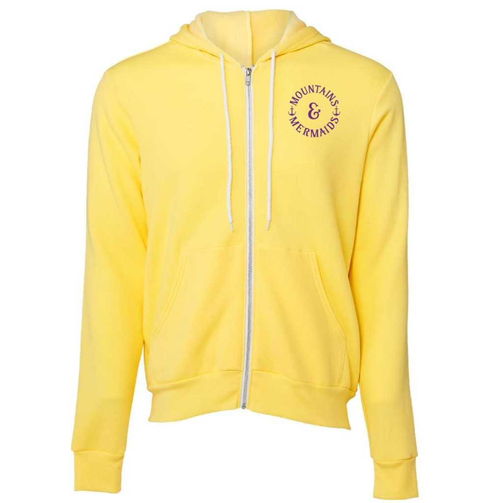 Mardi Gras Mermaid Full-Zip Fleece Hoodie (Yellow)