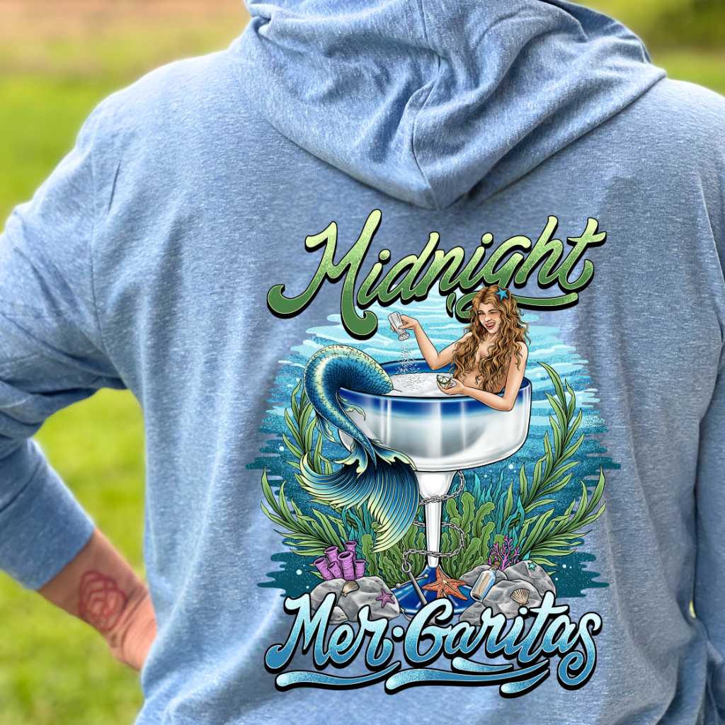 Midnight Mergarita Lightweight Zip Hoodie - Mountains & Mermaids