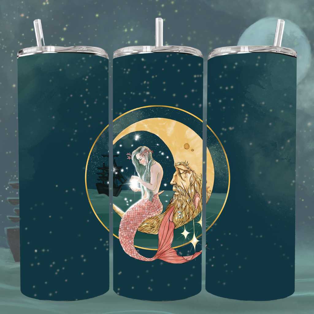 Mermaid In The Moon Insulated Tumbler - Mountains & Mermaids
