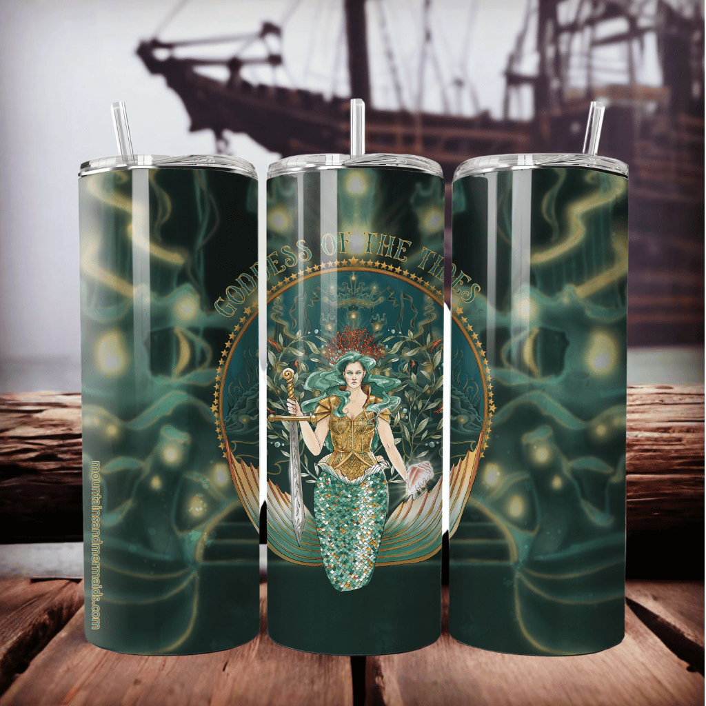 Goddess Of The Tides Insulated Tumbler - Mountains & Mermaids