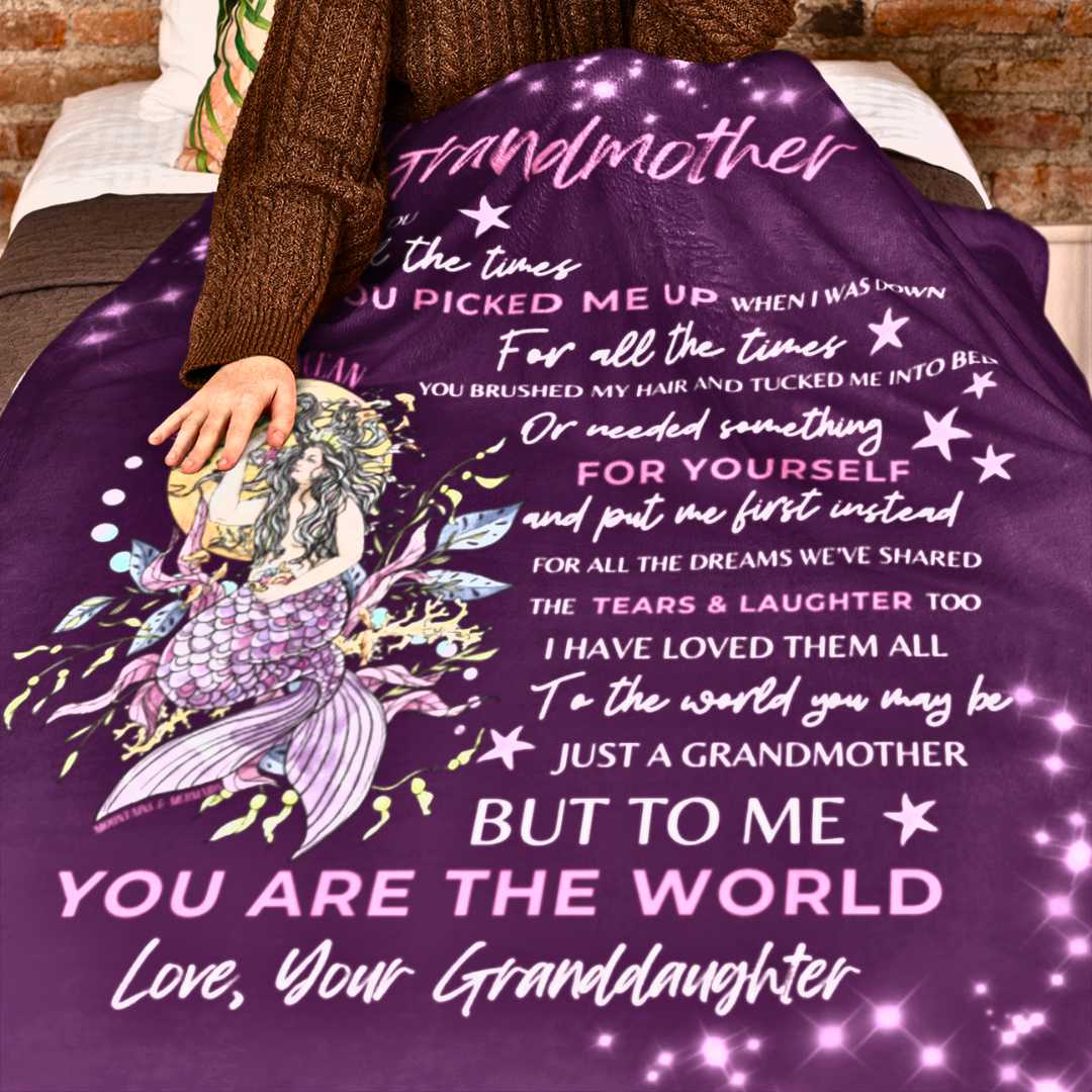Mother Ocean Mermaid Plush Blanket For Grandmother - Mountains & Mermaids