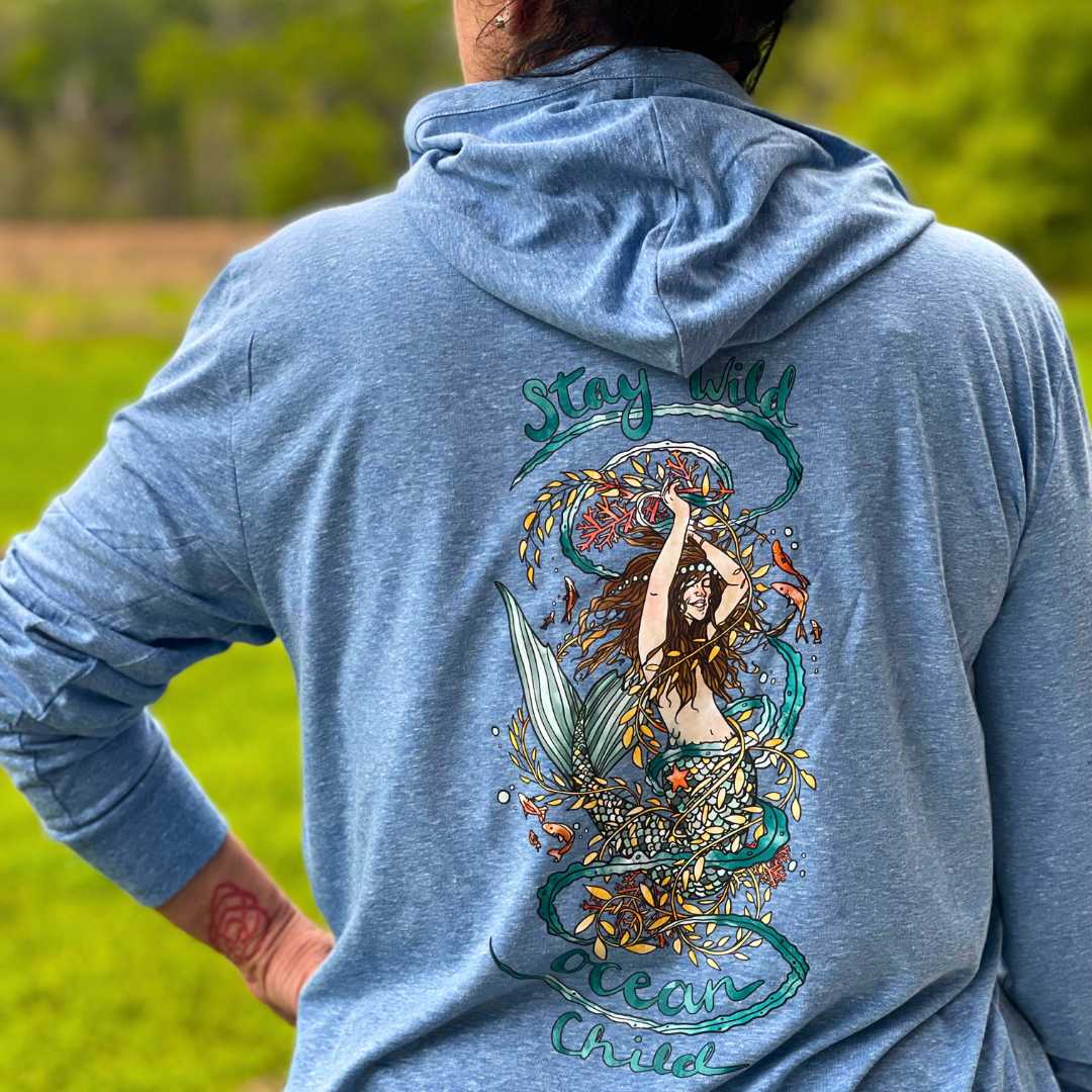 Stay Wild Ocean Child Lightweight Zip Hoodie - Mountains & Mermaids