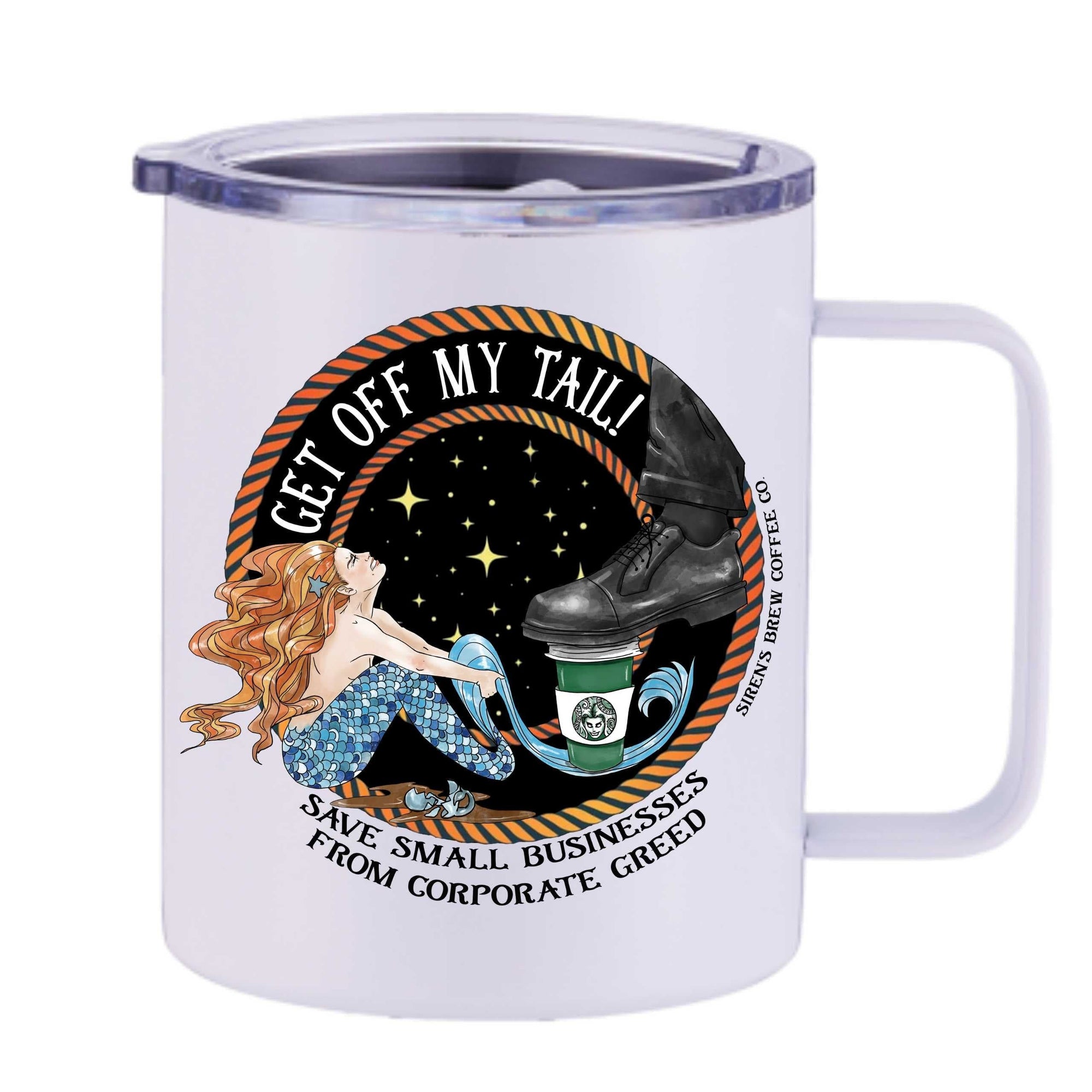 Get Off My Tail Insulated Travel Mug - Mountains & Mermaids
