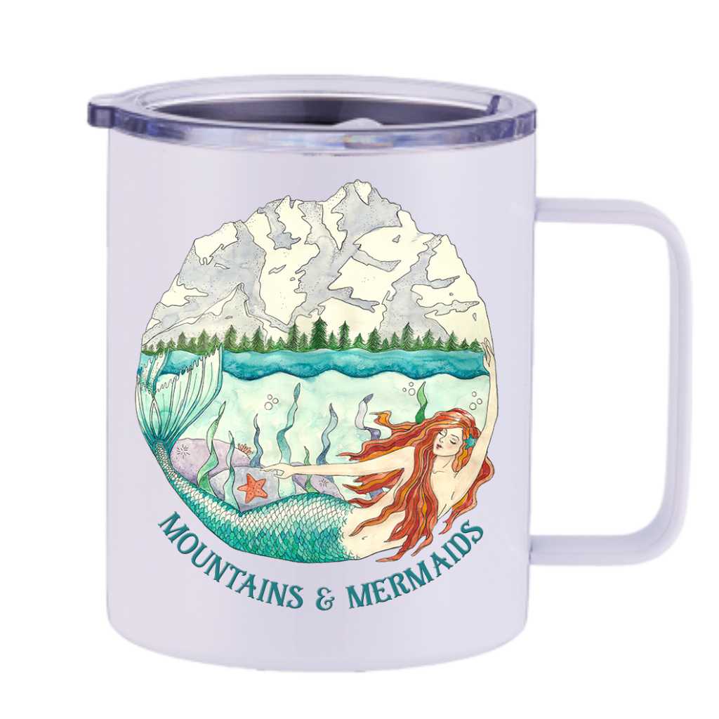 Mountain Mermaid Insulated Travel Mug - Mountains &amp; Mermaids