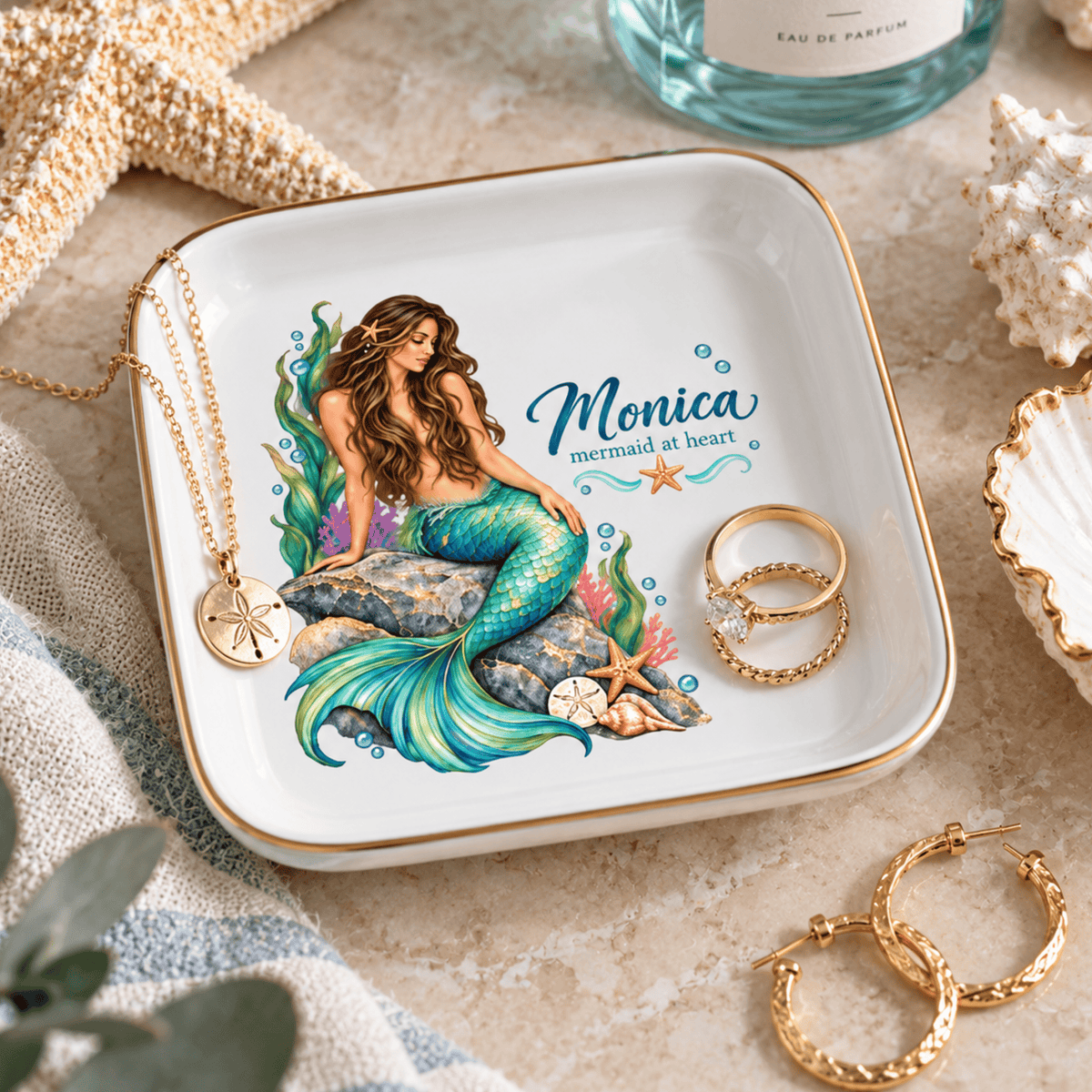 AnywherePOD Personalized Mermaid at Heart Jewelry Dish apod-14032817